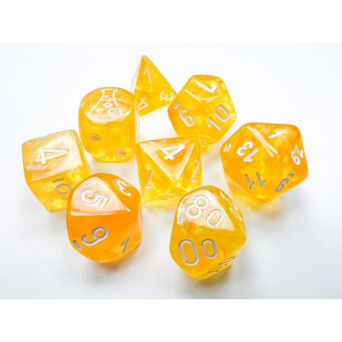 CHX 30053 Borealis Canary/white Luminary Polyhedral 7-Dice Set (with bonus die)