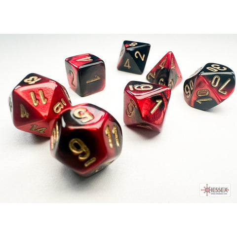 CHX 20545 Mini-hedral Black-Red/gold 7-Die Set