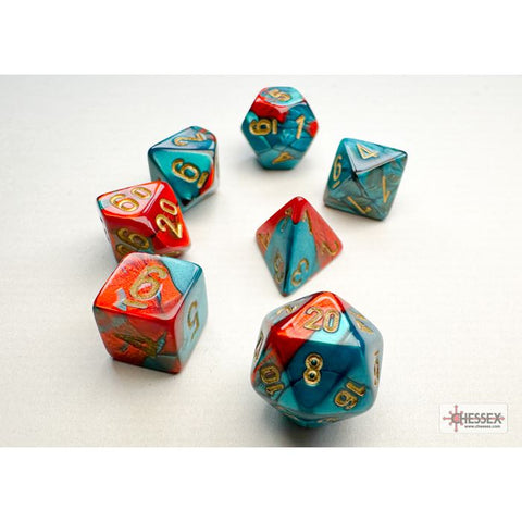 CHX 20662 Gemini® Mini-hedral Red-Teal/gold 7-Die Set