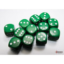 CHX 25605 Opaque Green/white 16mm d6 Dice Block (12 dice)
