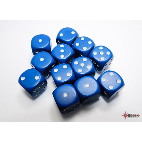CHX 25606 Opaque Blue/white 16mm d6 Dice Block (12 dice)