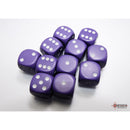 CHX 25607 Opaque Purple/white 16mm d6 Dice Block (12 dice)