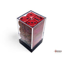 CHX 25614 Opaque Red/black 16mm d6 Dice Block (12 dice)