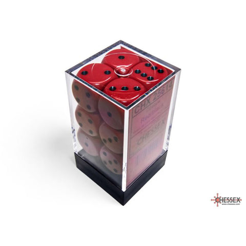 CHX 25614 Opaque Red/black 16mm d6 Dice Block (12 dice)