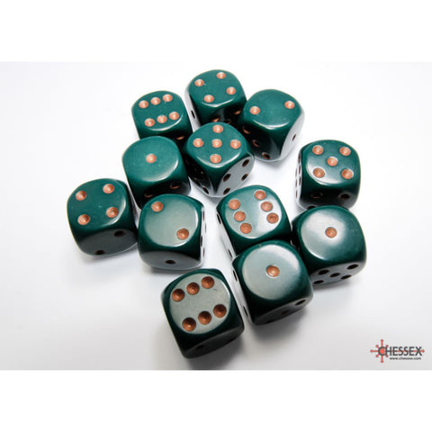 CHX 25615 Opaque Dusty Green/copper 16mm d6 Dice Block