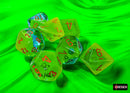 CHX 26470 Gemini Plasma Green-Teal/orange Luminary Polyhedral 7-Dice Set