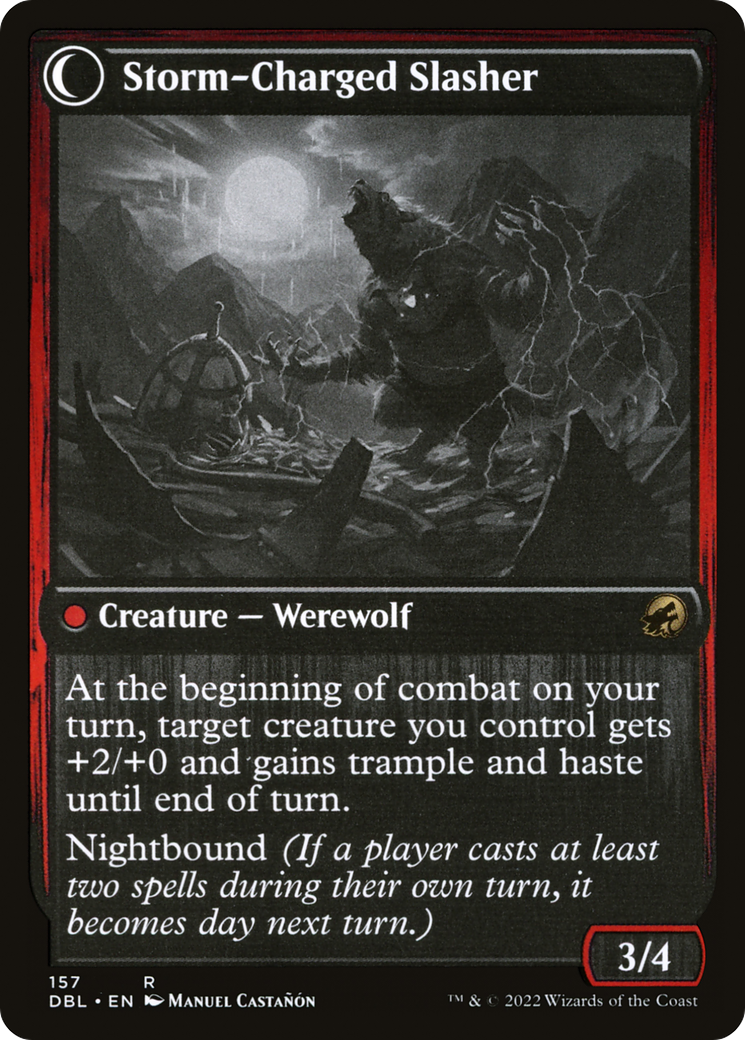 Reckless Stormseeker // Storm-Charged Slasher (DBL-157) - Innistrad: Double Feature: (Double Faced Transform)