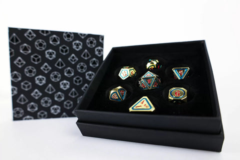 LPG Dice Set - Metal RPG Concentric Red/Green/Gold