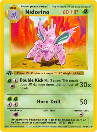 Nidorino (37/102) [Base Set Shadowless Unlimited]