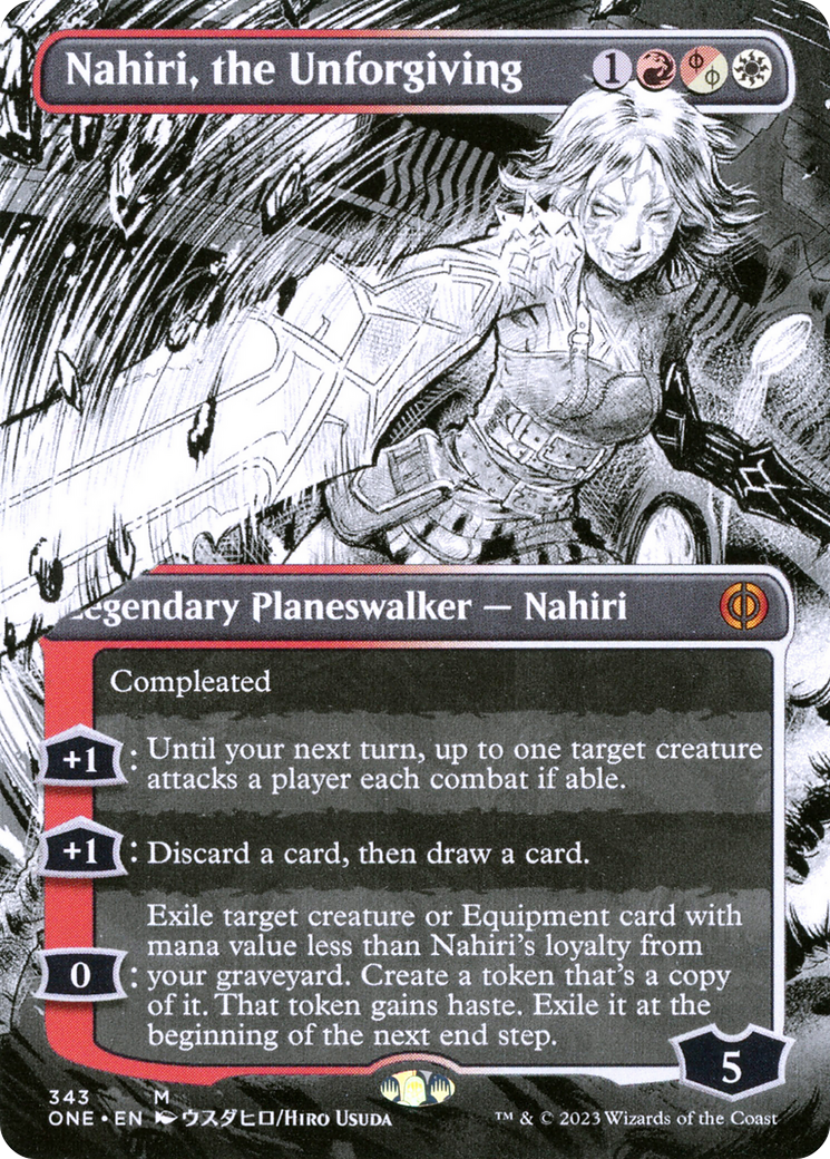 Nahiri, the Unforgiving (ONE-343) - Phyrexia: All Will Be One: (Showcase) (Borderless)