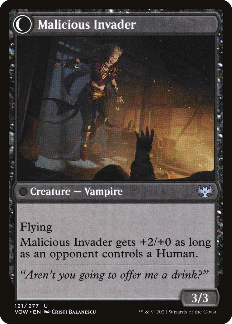 Innocent Traveler // Malicious Invader (VOW-121) - Innistrad: Crimson Vow: (Double Faced Transform) Foil
