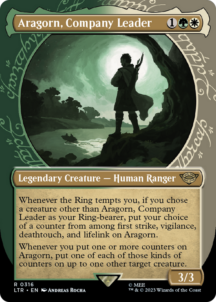 Aragorn, Company Leader (LTR-316) - The Lord of the Rings: Tales of Middle-earth: (Showcase) (Borderless) Foil
