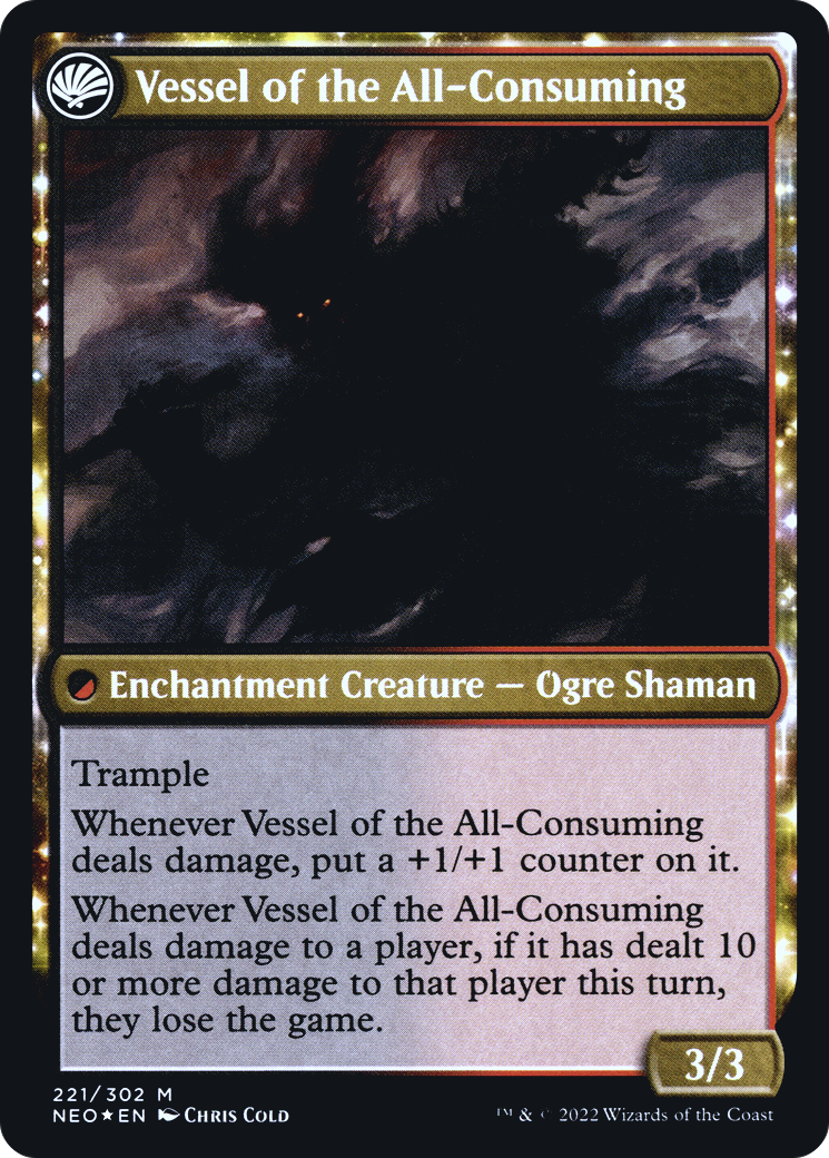 Hidetsugu Consumes All // Vessel of the All-Consuming (PRE-221S) - Kamigawa: Neon Dynasty Promos: (fandfc, enchantment) Foil