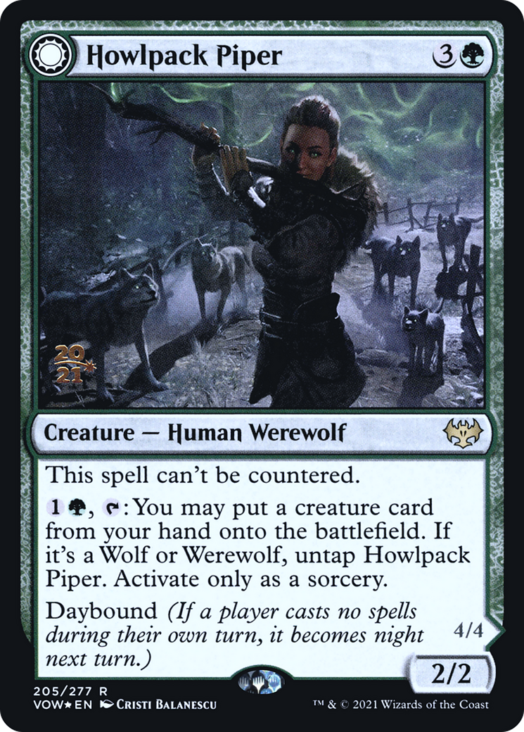 Howlpack Piper // Wildsong Howler (PRE-205S) - Innistrad: Crimson Vow Promos: (Double Faced Transform) Foil