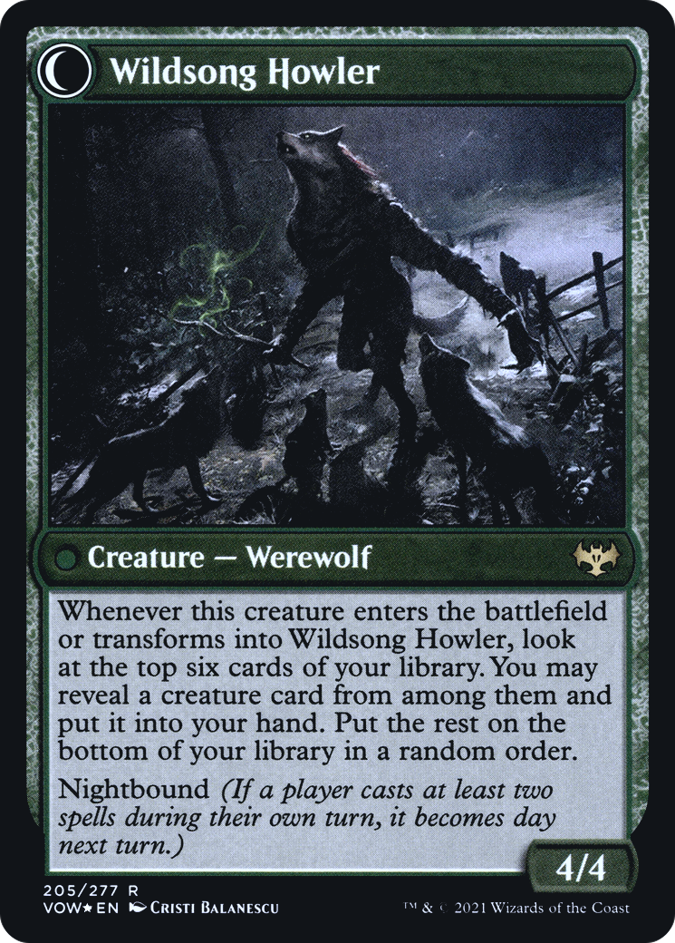 Howlpack Piper // Wildsong Howler (PRE-205S) - Innistrad: Crimson Vow Promos: (Double Faced Transform) Foil