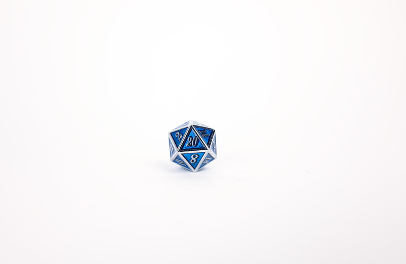 LPG Dice Set - Metal RPG Serif Blue/Silver