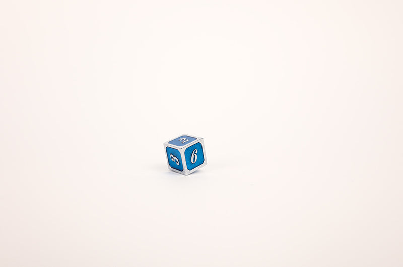 LPG Dice Set - Metal RPG Serif Blue/Silver