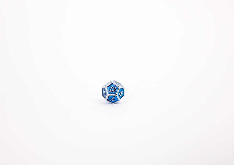 LPG Dice Set - Metal RPG Serif Blue/Silver