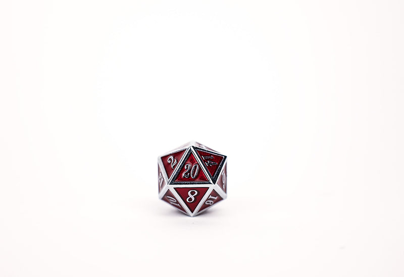 LPG Dice Set - Metal RPG Serif Red/Silver