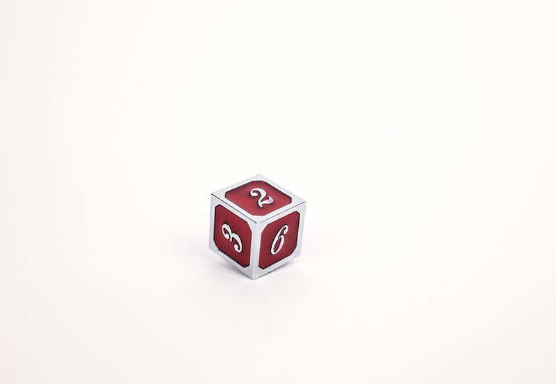 LPG Dice Set - Metal RPG Serif Red/Silver