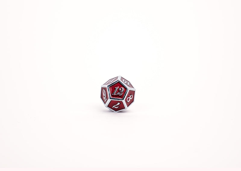 LPG Dice Set - Metal RPG Serif Red/Silver