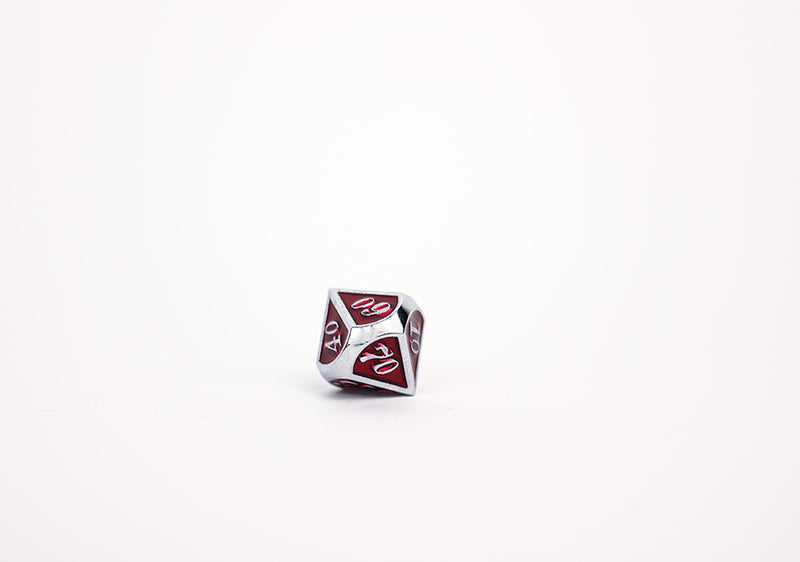 LPG Dice Set - Metal RPG Serif Red/Silver