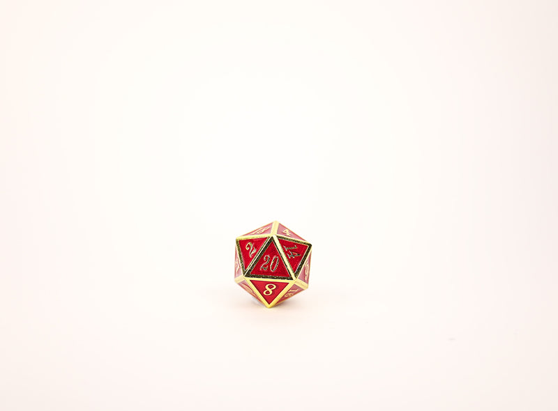 LPG Dice Set - Metal RPG Serif Red/Gold