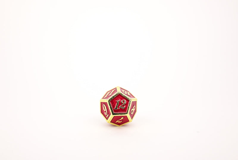 LPG Dice Set - Metal RPG Serif Red/Gold