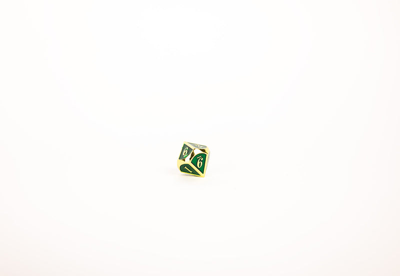 LPG Dice Set - Metal RPG Serif Green/Gold