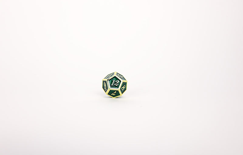 LPG Dice Set - Metal RPG Serif Green/Gold