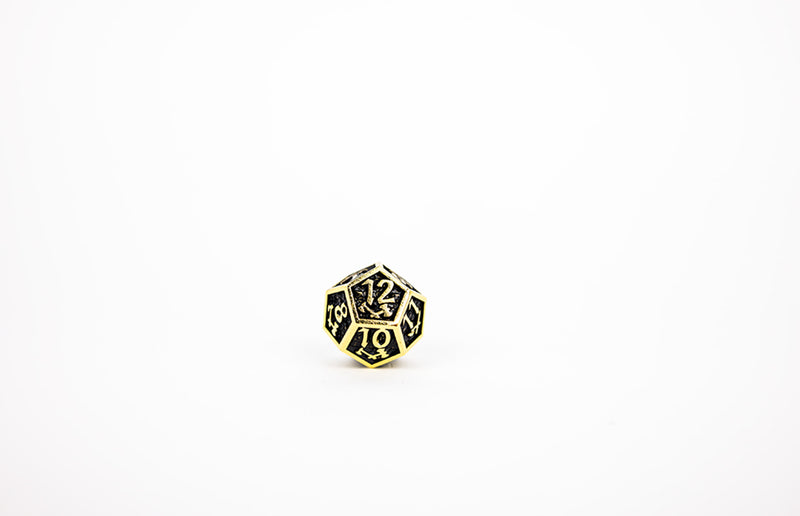 LPG Dice Set - Metal RPG Draco Bright Black/Gold