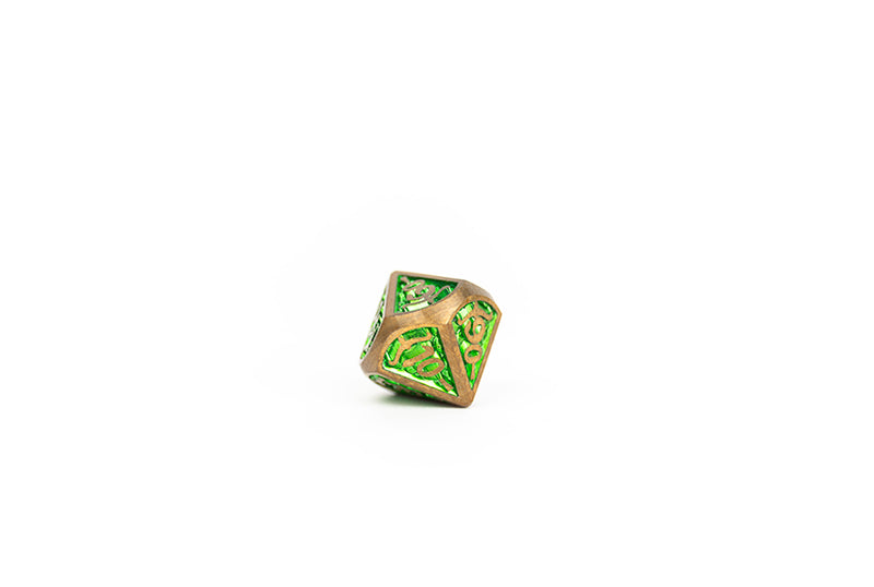 LPG Dice Set - Metal RPG Draco Bright Green/Brass