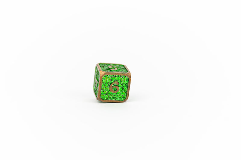 LPG Dice Set - Metal RPG Draco Bright Green/Brass