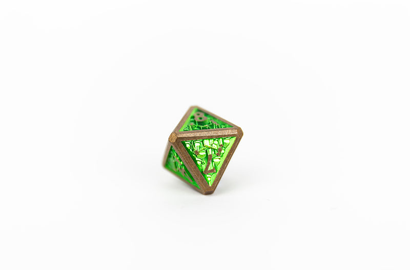 LPG Dice Set - Metal RPG Draco Bright Green/Brass