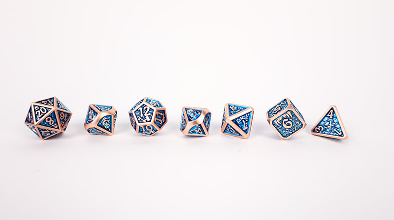 LPG Dice Set - Metal RPG Draco Dark Blue/Brass