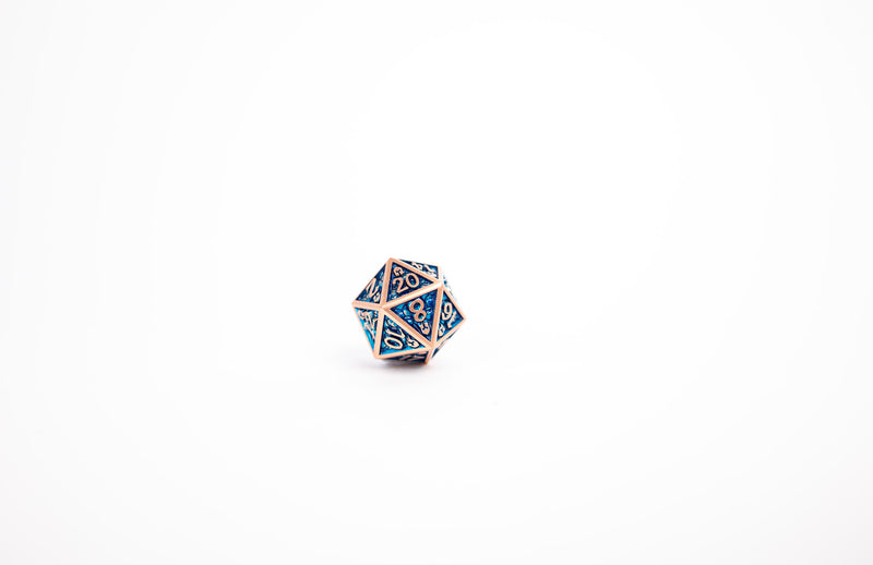 LPG Dice Set - Metal RPG Draco Dark Blue/Brass