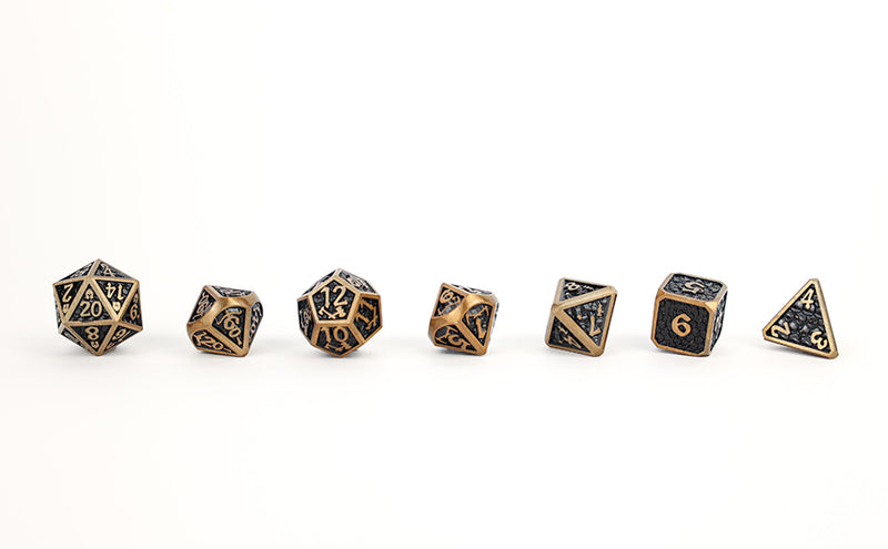 LPG Dice Set - Metal RPG Draco Dark Black/Gold