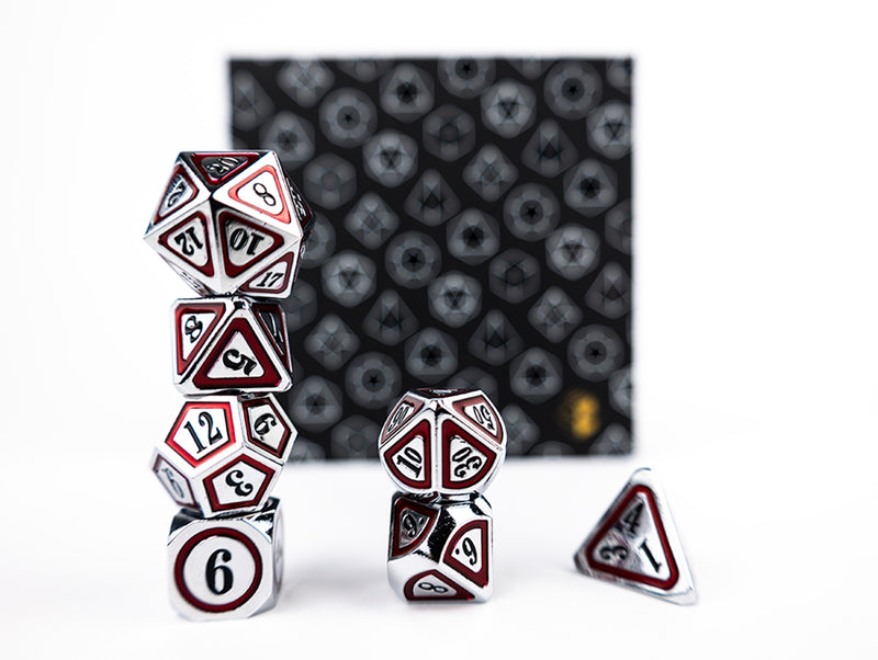 LPG Dice Set - Metal RPG Concentric Black/Red/Silver