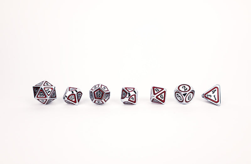 LPG Dice Set - Metal RPG Concentric Black/Red/Silver