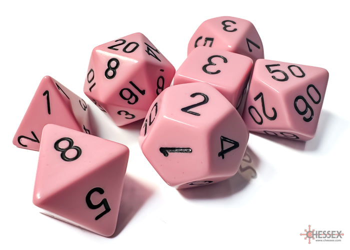 CHX 25464 Opaque Polyhedral Pastel Pink/black 7-Die Set