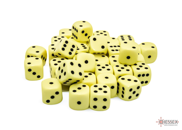 CHX 25862 Opaque 12mm d6 Pastel Yellow/black Dice Block (36 dice)