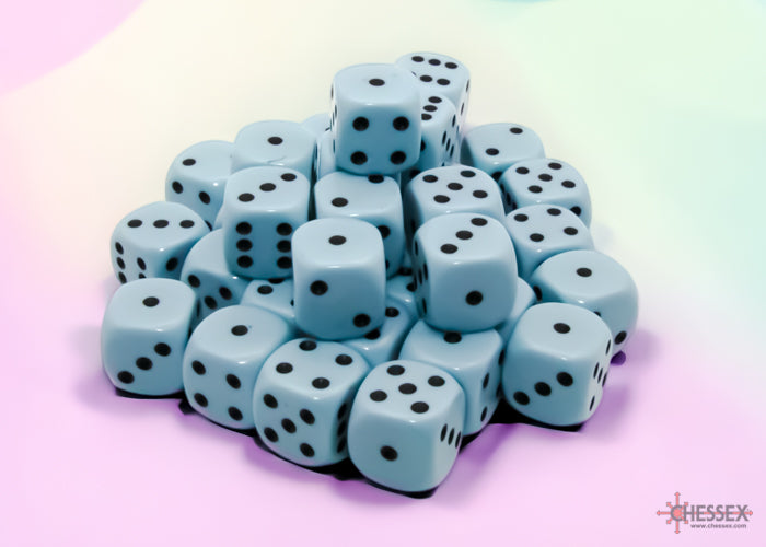 CHX 25866 Opaque 12mm d6 Pastel Blue/black Dice Block (36 dice)