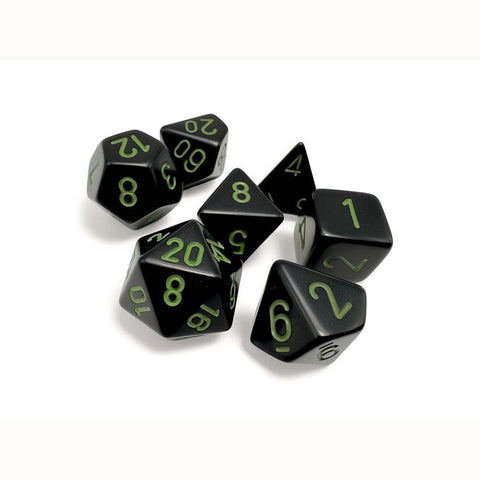 CHX 25458 Opaque Polyhedral Black/green 7-Die Set