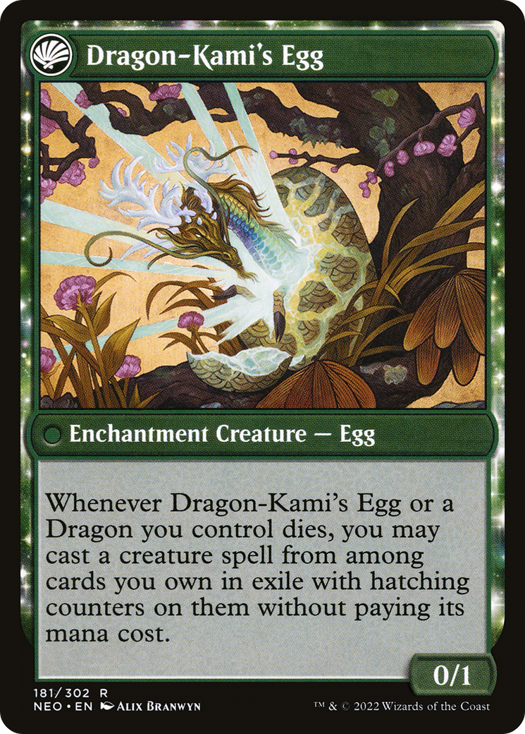 The Dragon-Kami Reborn // Dragon-Kami's Egg (NEO-181) - Kamigawa: Neon Dynasty: (fandfc, enchantment)