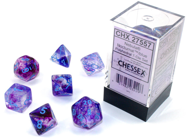 CHX 27557 Nebula Polyhedral Nocturnal/Blue Luminary 7-Die Set