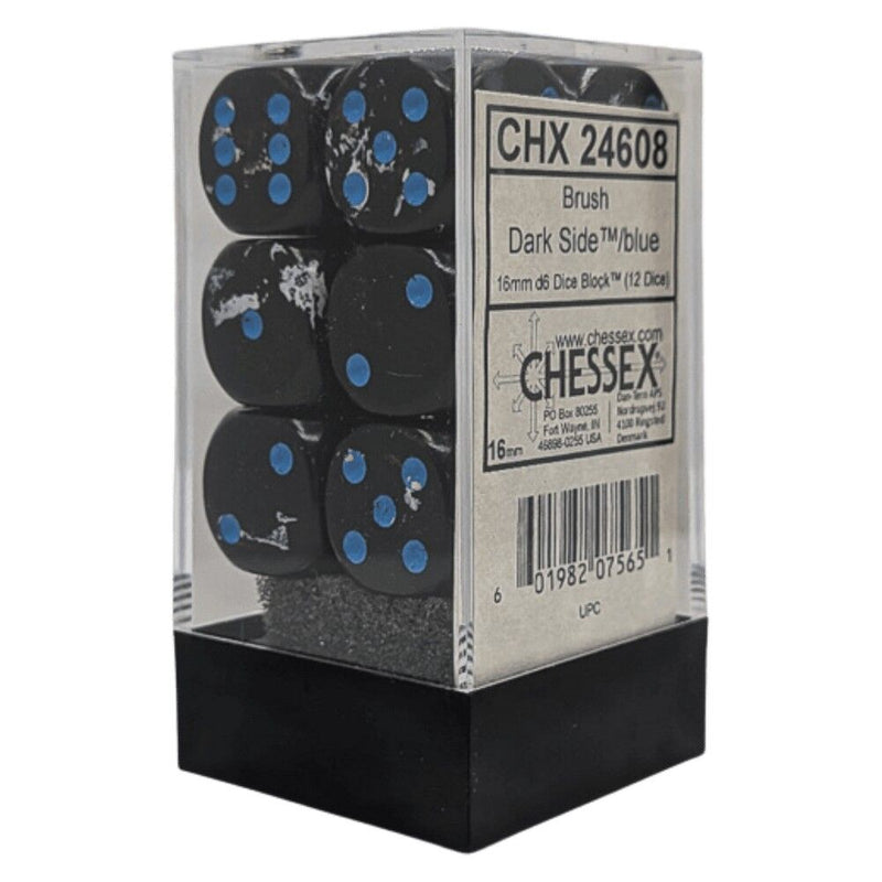 CHX 24608 Brush Dark Side/blue 16mm d6 Dice Block (12 dice)