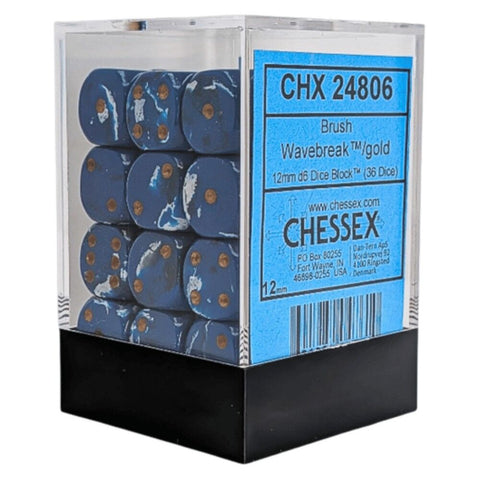CHX 24806 Brush Wavebreak/gold 12mm d6 Dice Block (36 dice)