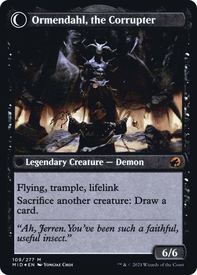 Jerren, Corrupted Bishop // Ormendahl, the Corrupter (PRE-109S) - Innistrad: Midnight Hunt Promos: (Double Faced Transform) Foil