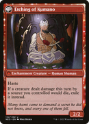 Kumano Faces Kakkazan // Etching of Kumano (NEO-152) - Kamigawa: Neon Dynasty: (fandfc, enchantment) Foil