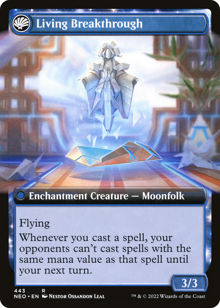 Inventive Iteration // Living Breakthrough (NEO-443) - Kamigawa: Neon Dynasty: (Extended Art, fandfc, enchantment)